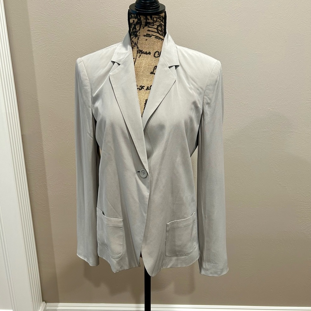 Garnet Hill Light Gray Single-Button Blazer
